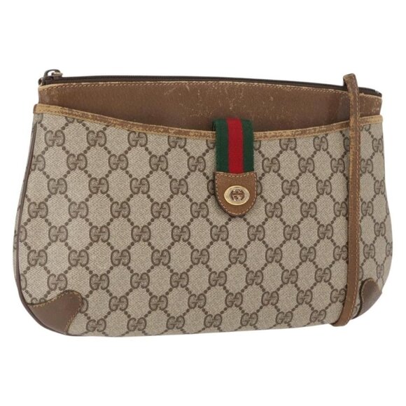 GUCCI Handbags - Authentic GUCCI GG Supreme Web Sherry Line Shoulder Bag PVC Beige 89 02 026
